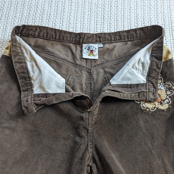 VTG Disney Mickey & Co Brown Velour High Waist Pants Embroidered Women's 4 - Picture 5 of 11